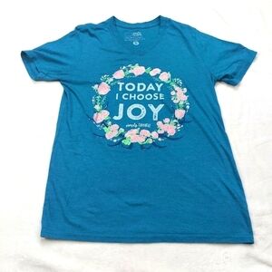 SIMPLY FAITHFUL TEAL TODAY I CHOOSE JOY WOMEN'S T-SHIRT SIZE SMALL